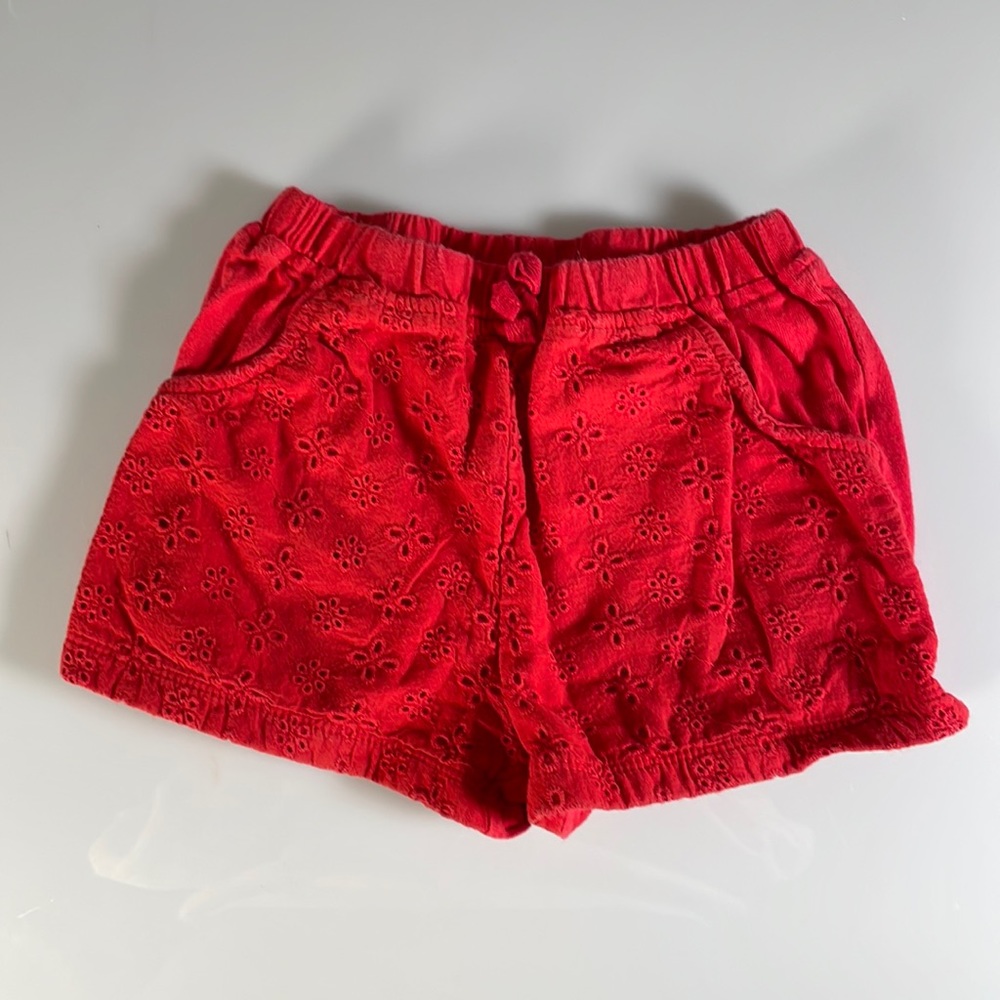 Red Shorts with floral embroidery